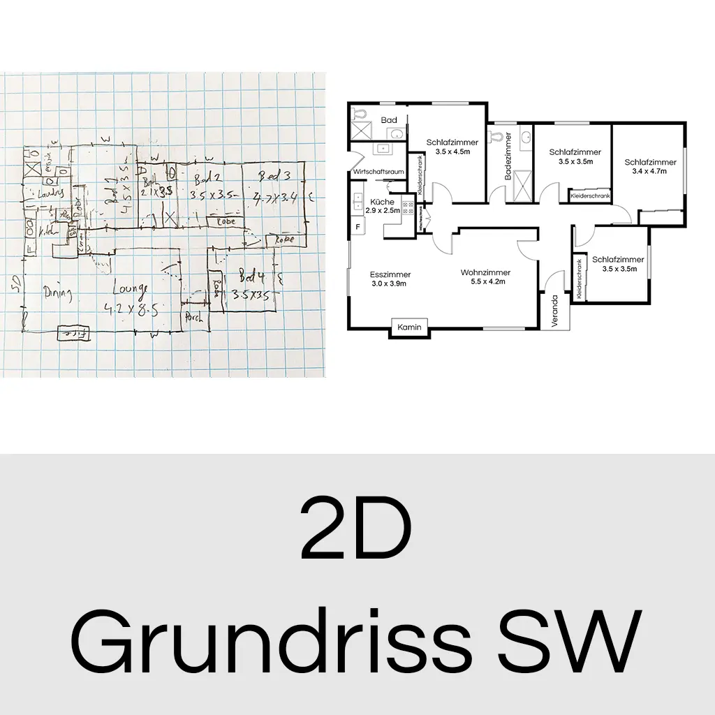 2D Floor Plans - Black & White