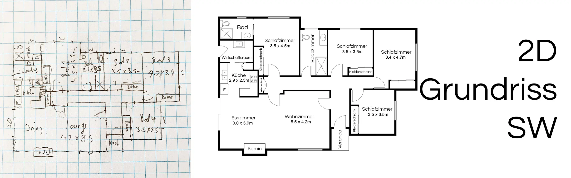 2D Floor Plans - Black & White